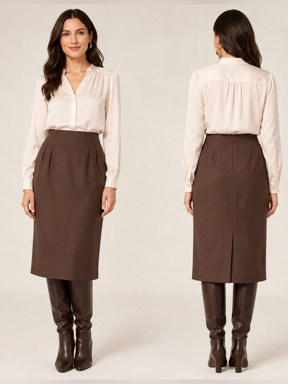 Vintage 70’s Academia Heritage Schrader Sport Brown 100% Wool Pencil Skirt, 14